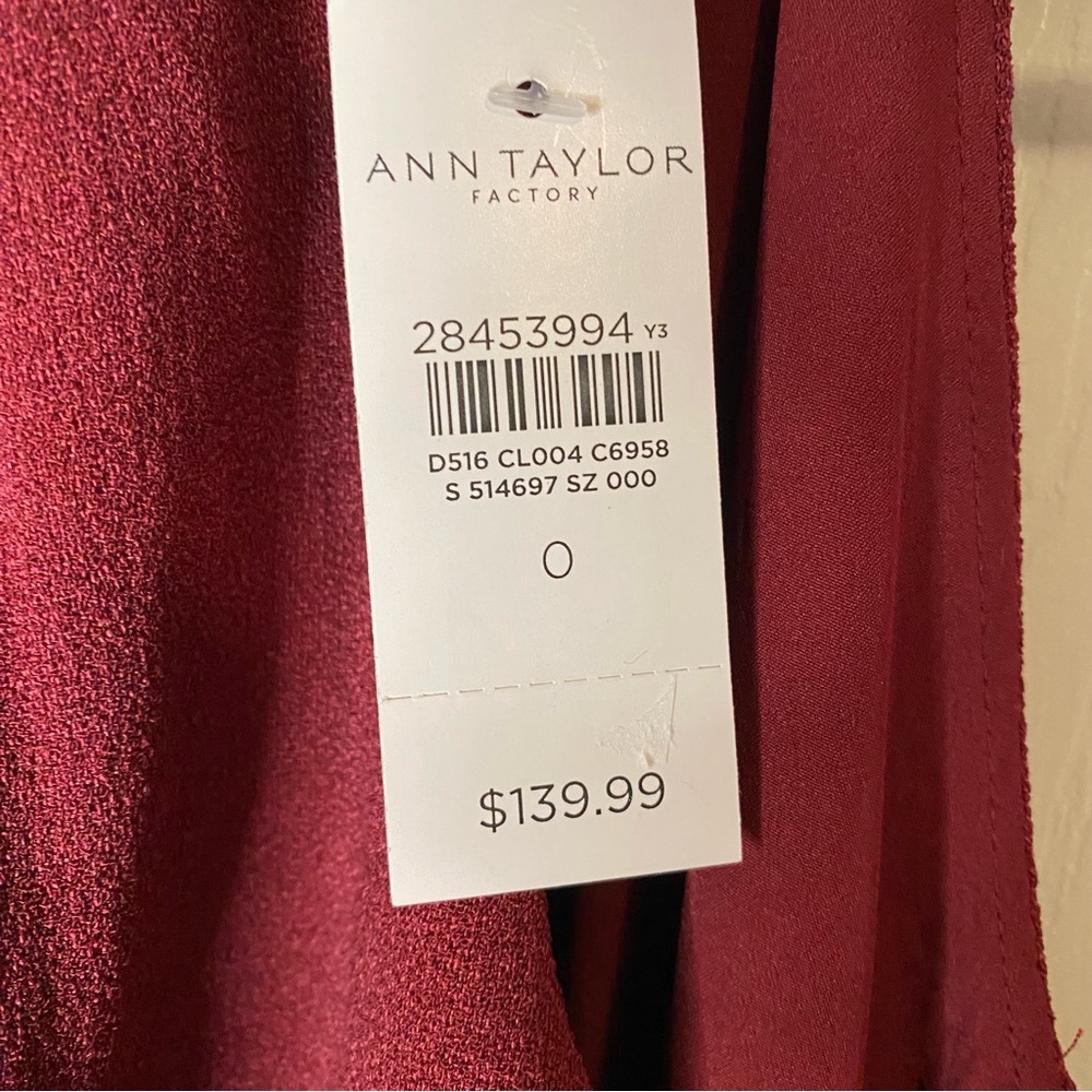 Ann Taylor Factory Cranberry/Burgundy Halter Top Jumpsuit Size 0 - Picture 7 of 9